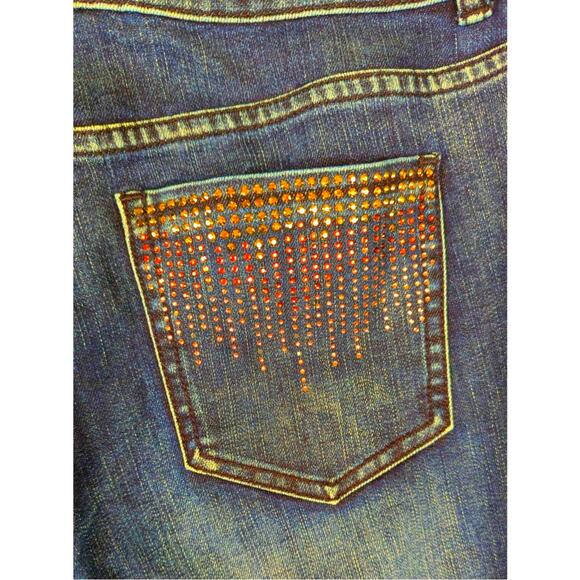 Chico'sY2K Platinum sz1 Wiskers bootcut bling some distressing no cuts flareGUC - Picture 3 of 16